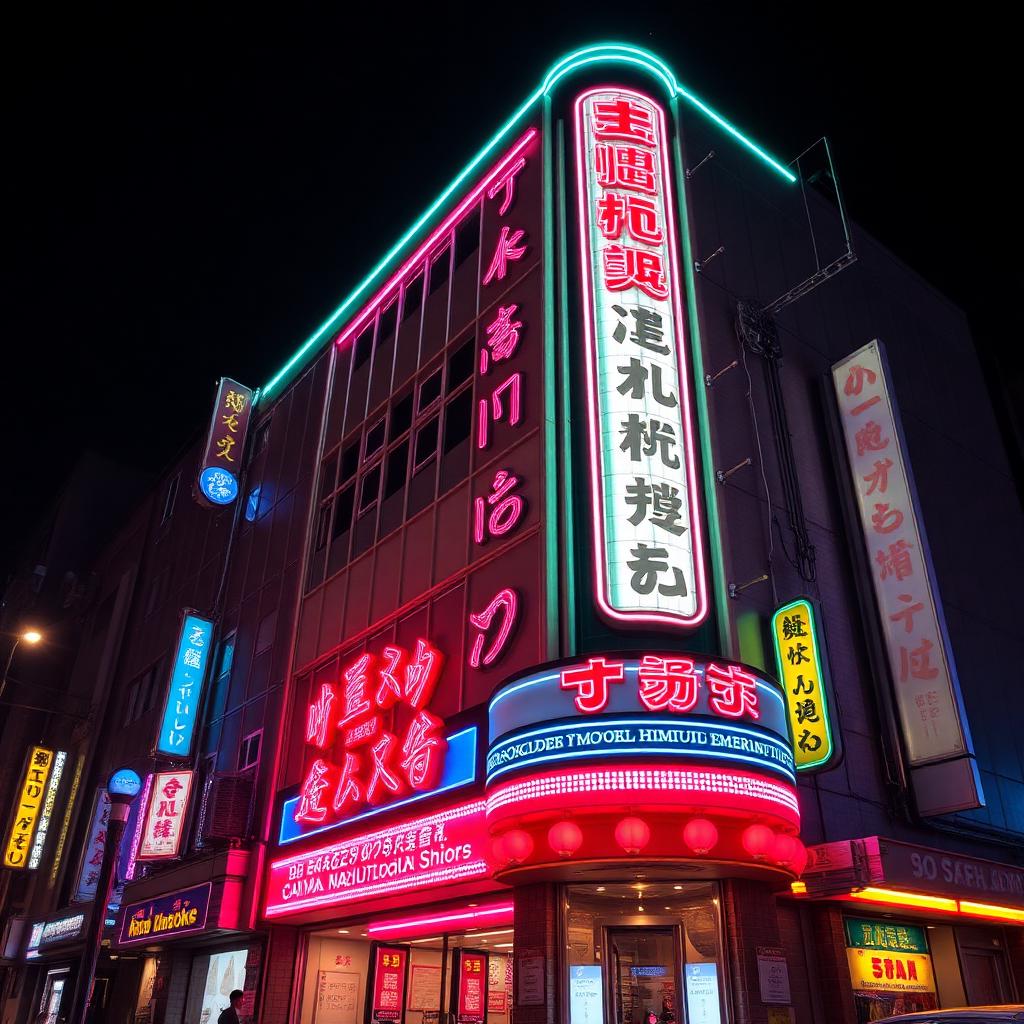 Neonljus utanför karaokebar i Shinjuku