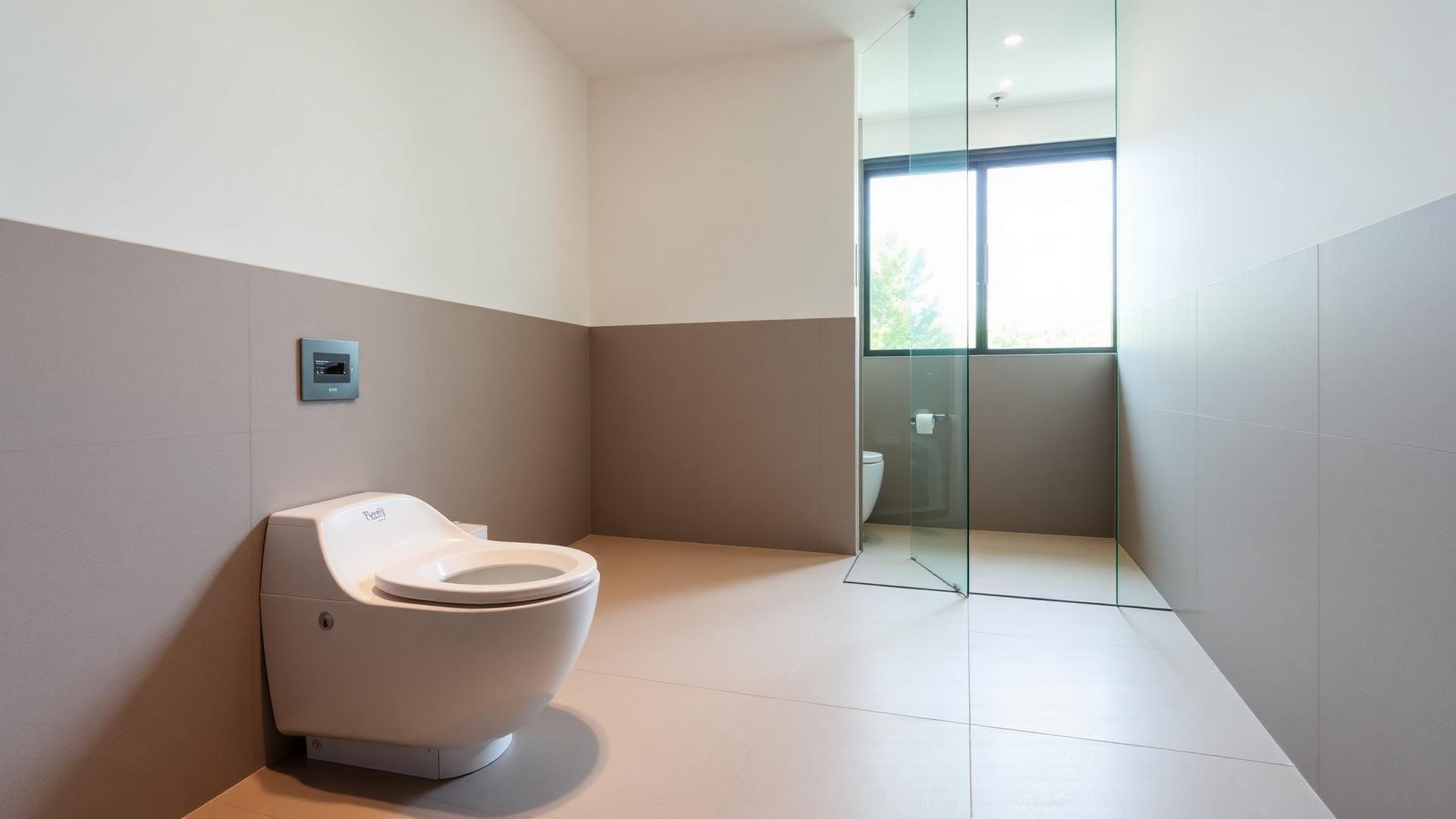 Modernt japanskt badrum med washlet-toalett