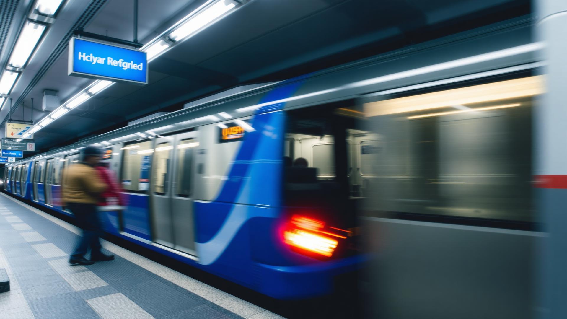 Tunnelbanetåg på Tokyos perrong